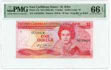 East Caribbean States St. Kitts 1 Dollar 1985 (ND) PMG 66 EPQ Gem Uncirculated TOP POP