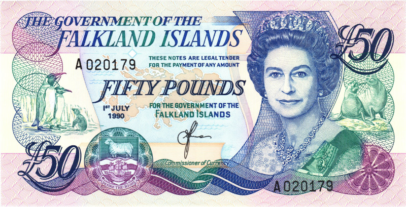 Falkland Islands 50 Pounds 1990

P# 16, N# 203670`; # A020179; UNC