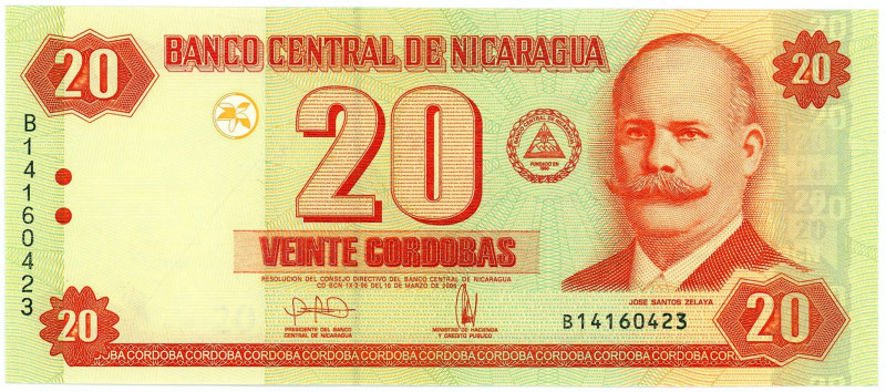 Nicaragua 20 Cordobas 2006

P# 197, N# 225383; # B14160423; UNC