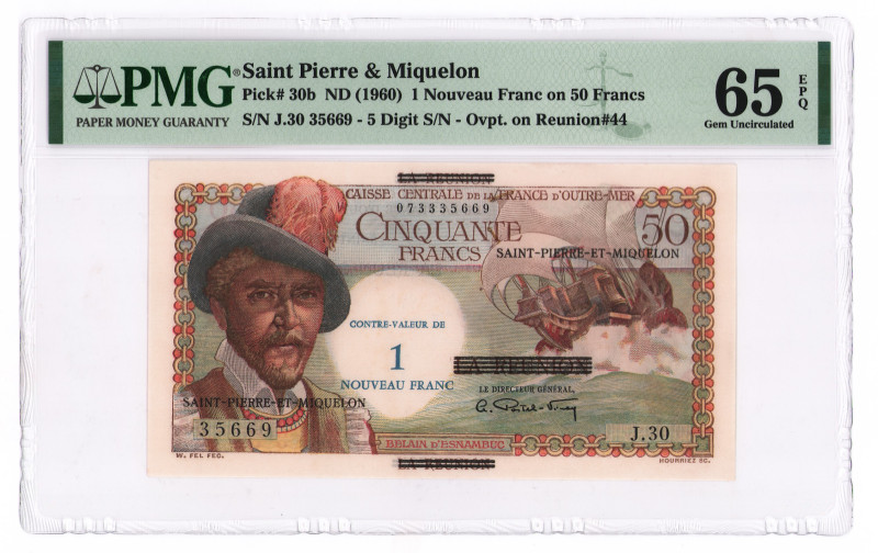 Saint Pierre & Miquelon 1 Nouveau Franc 1960 (ND) PMG 65 EPQ Gem Uncircuilated
...