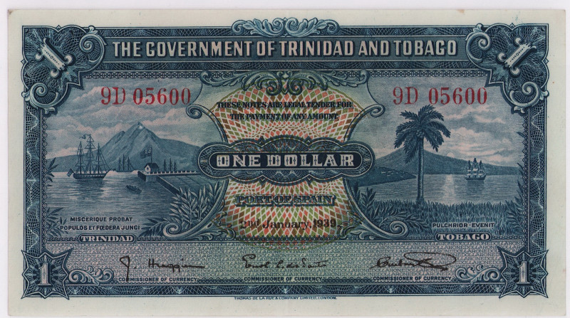 Trinidad & Tobago 1 Dollar 1939

P# 5b, N#209859; # 9D 05600; XF