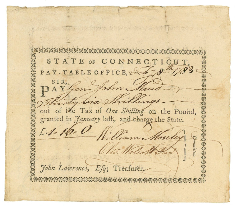 United States Connecticut Pay-Table Office 1,16 Pounds 1783

VF