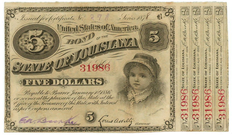 United States Louisiana 5 Dollars 1880

N# 374965; # 31986; XF+