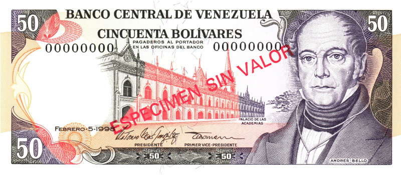 Venezuela 50 Bolivares 1998 Especimen Sin Valor

P# 65s, N# 205883; # 00000000...