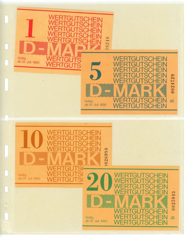 Germany - DDR Lot of 4 Banknotes Wertgutschein Deutsche Mark 1990 (ND)

Variou...