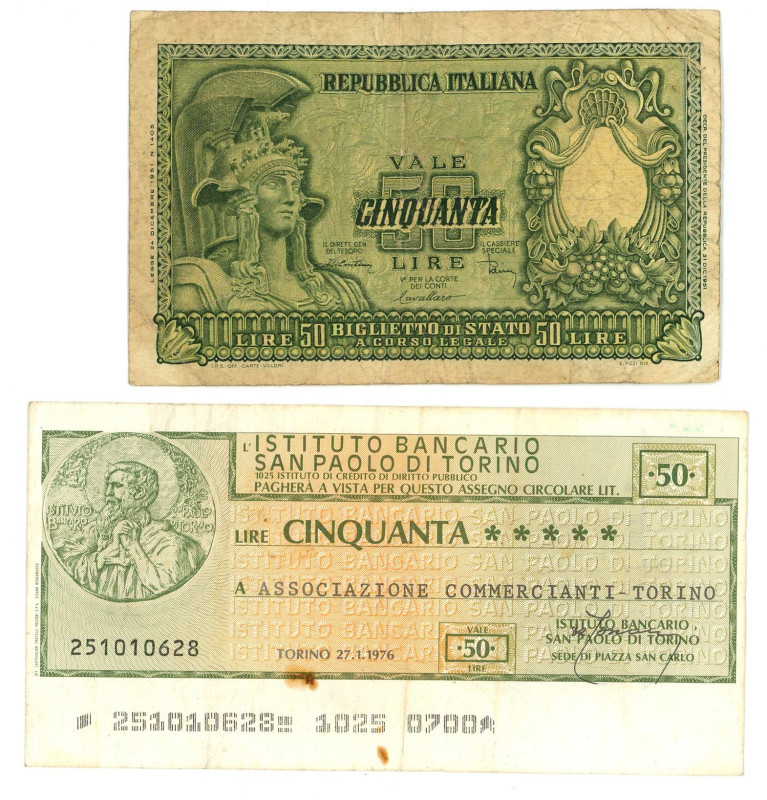 Italy Lot of 2 Banknotes 1951 -1976

Various Countries, Dates & Denominations;...