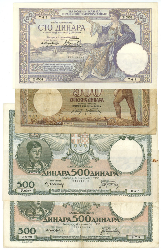 Yugoslavia Lot of 4 Banknotes 1929 -1942

Various Countries, Dates & Denominat...