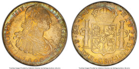 Charles III 8 Reales 1808 PTS-PJ MS62 PCGS, Potosi mint, KM73, Cal-1014. CAROLUS IIII variety. A visual outlier and one blessed with a polychromatic a...