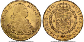 Charles IIII gold 8 Escudos 1800 PTS-PP AU55 NGC, Potosi mint, KM81, Cal-1706, Fr-14. Some central softness with minimal wear to the high points. HID0...