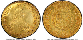 Ferdinand VI gold 8 Escudos 1753-J AU Details (Cleaned) PCGS, Santiago mint, KM3, Calico-827. An interesting selection featuring a later die-state, ch...