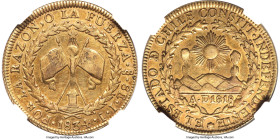 Republic gold 8 Escudos 1834 So-IJ XF40 NGC, Santiago mint, KM84, Fr-33. A highly desirable type at any tier of preservation, especially when located ...