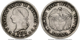 Estados Unidos 5 Decimos 1868-BOGOTA VF25 NGC, Bogota mint, KM153.1. HID09801242017 © 2024 Heritage Auctions | All Rights Reserved