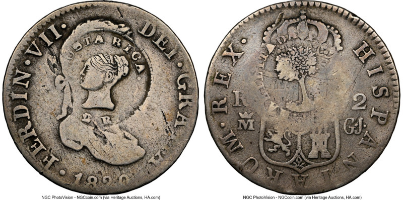 Republic Counterstamped 2 Reales ND (1845) VG Details (Cleaned) NGC, San Jose mi...