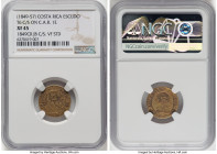 Republic gold Counterstamped Escudo ND (1849-1857) XF45 NGC, San Jose mint, KM84, Stickney-C431. Displaying Type VII round lion counterstamp with lege...