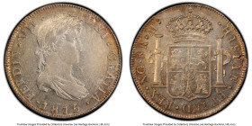 Ferdinand VII 8 Reales 1815 NG-M AU53 PCGS, Nueva Guatemala mint, KM69, Cal-1228. A gentle iridescence encases the silvery central areas. HID098012420...