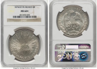 Republic 8 Reales 1876 Go-FR MS64+ NGC, Guanajuato mint, KM377.8, DP-Go56. Waves of brilliance ripple across the surfaces upon inspection, and nearly ...