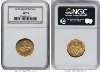 Republic gold 2 Escudos 1825 Mo-JM AU55 NGC, Mexico City mint, KM380.7, Fr-87. Earliest date in a long-running series. Donning original surfaces that ...