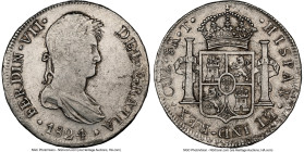 Ferdinand VII 8 Reales 1824 CUZCO-T XF Details (Cleaned) NGC, Cuzco mint, KM117.2, Cal-1178. A type issued for one year from the Cuzco mint, this also...