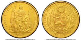 Republic gold 8 Escudos 1863 L-YB AU58 NGC, Lima mint, KM183, Fr-68. A date and type that we’ve handled only twice since 2019, so an opportunity to pr...
