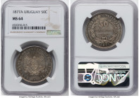 Republic 50 Centesimos 1877-A MS64 NGC, Paris mint, KM16. Incipient toning emerges from the recesses to offer a brilliant contrast to the lustrous fie...
