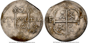 Caracas. Provincial 2 Reales 1821-BS UNC Details (Cleaned) NGC, Caracas mint, KM-C6.2. Castle upper left. Royalist issue. HID09801242017 © 2024 Herita...