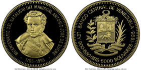 Republic gold Proof "Sucre Bicentennial" 5000 Bolivares 1995 PR70 Ultra Cameo NGC, Royal Canadian mint, KM-Y73. HID09801242017 © 2024 Heritage Auction...
