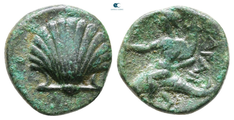 Calabria. Tarentum circa 275-200 BC. 
Bronze Æ

14 mm, 1,94 g



Very Fin...