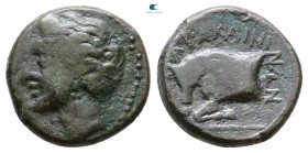 Sicily. Abakainon circa 339-317 BC. Tetras Æ