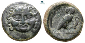 Sicily. Kamarina circa 420-405 BC. Tetras Æ