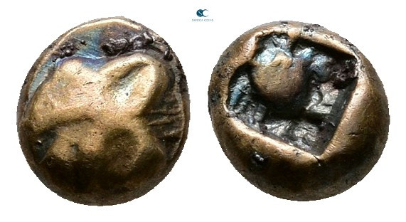 Ionia. Uncertain mint circa 500 BC. 
1/24 Stater EL

7 mm, 0,50 g



Very...