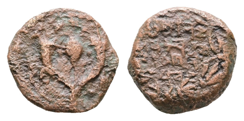 Judaea. Jerusalem. John Hyrcanus I 135-104 BC. 
Prutah Æ

12 mm, 1,79 g


...