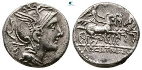 Appius Claudius Pulcher, T. Manlius Mancius, and Q. Urbinius 111-110 BC. Rome. Denarius AR