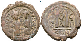 Justin II and Sophia AD 565-578. Constantinople. Follis or 40 Nummi Æ