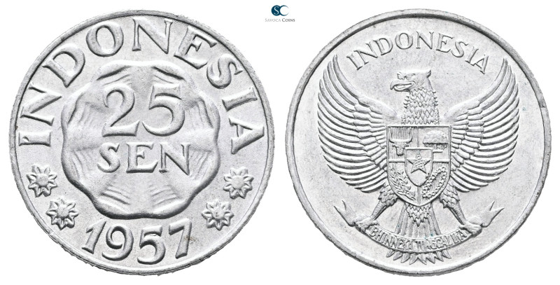 Indonesia. AD 1957. 
25 Sen

 mm, 2,3 g



Uncirculated