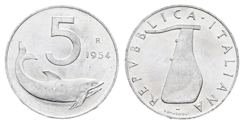 Italy. AD 1954. 
5 Lire

 mm, 1 g



Uncirculated