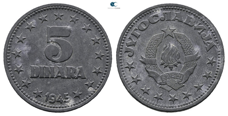 Jugoslavija. AD 1945. 
5 Dinara

 mm, 6,1 g



Extremely Fine