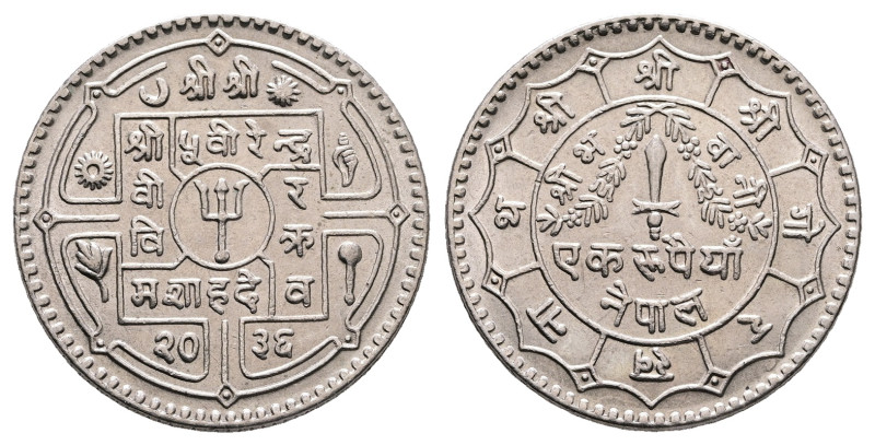 Nepal. AD 1950-1970. 
1 Rupee

 mm, 7,6 g



Uncirculated