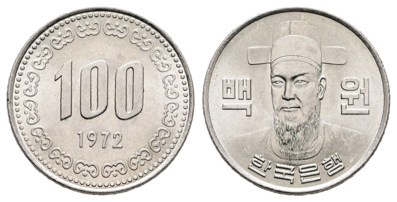 South Korea. AD 1972. 
100 Won

 mm, 5,5 g



Mint State