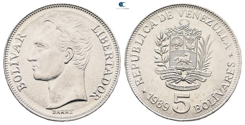 Venezuela. AD 1989. 
5 Bolivares

 mm, 13,5 g



Uncirculated