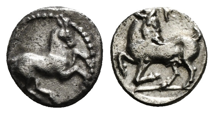 CILICIA. Kelenderis. Obol (3rd century BC).
Obv: Horse rearing right.
Rev: KE.
G...