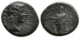 PHRYGIA. Cadi. Claudius (41-54). Ae. Demetrius Artemas, magistrate.
Obv: KΛAVΔIOC KAICAP.
Laureate head right.
Rev: ΚΑΔΟΗΝΩΝ ЄΠΙ / ΔΗΜΗΤΡΙΟΥ ΑΡΤЄΜΑ.
Z...