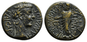 PHRYGIA. Cadi. Claudius (41-54). Ae. Demetrius Artemas, magistrate.
Obv: KΛAVΔIOC KAICAP.
Laureate head right.
Rev: ΚΑΔΟΗΝΩΝ ЄΠΙ / ΔΗΜΗΤΡΙΟΥ ΑΡΤЄΜΑ.
Z...