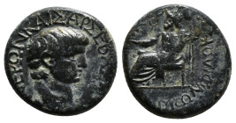 PHRYGIA. Synnada. Nero, 54-68. Ti. K. Pison. NEPΩN KAICAP ΣEBAΣTOΣ Bare head of Nero to right. Rev. TI K ΠICΩN CYNNAΔEΩN Zeus seated left on throne, h...