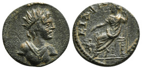 Caria. Cidramus. Pseudo-autonomous issue AD 218-222. Æ. Obv : Radiate bust of Helios. Rev : Cybele seated, left ΚΙΔΡΑΜΗΝΩΝ. 5,17 g - 20,08 mm...