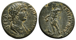 PHRYGIA. Grimenothyrae. Pseudo-autonomous. Time of Trajan (98-117). Ae. Loukios Tullios Per., epimeletes.
Obv: ΙЄΡΑ СΥΝΚΛΗΤΟС.
Bareheaded and draped b...