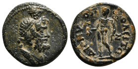 PHRYGIA. Dionysopolis. Pseudo-autonomous issue. Time of Septimius Severus (193-211 AD).AE
Obv: Diademed and draped bust of Serapis right, wearing modi...