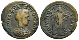 PHRYGIA, Hierapolis. Philip II. As Caesar, AD 244-247. Æ Bareheaded, draped, and cuirassed bust right / Apollo standing right, holding plectrum and ci...