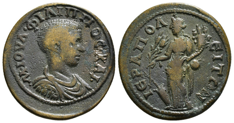 Phrygia. Hierapolis . Philip II as Caesar AD 244-247. Æ
M IOYΛ ΦIΛIΠΠOC ΚΑΙ; bar...