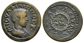 PHRYGIA. Hierapolis. Philip II (Caesar, 244-247). Ae.
Obv: M IOVΛ ΦIΛIΠΠOC KAI.
Bareheaded, draped and cuirassed bust right.
Rev: IЄPAΠOΛЄITΩN. OAVNΠT...