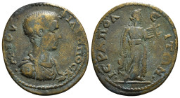 PHRYGIA, Hierapolis. Philip II. As Caesar, AD 244-247. Æ mm Bareheaded, draped, and cuirassed bust right / Apollo standing right, holding plectrum and...